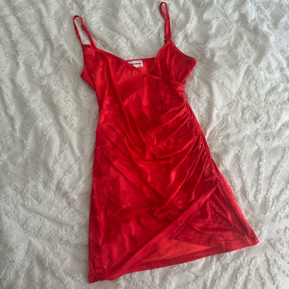Superdown Red Mini Dress with Asymmetrical Hem